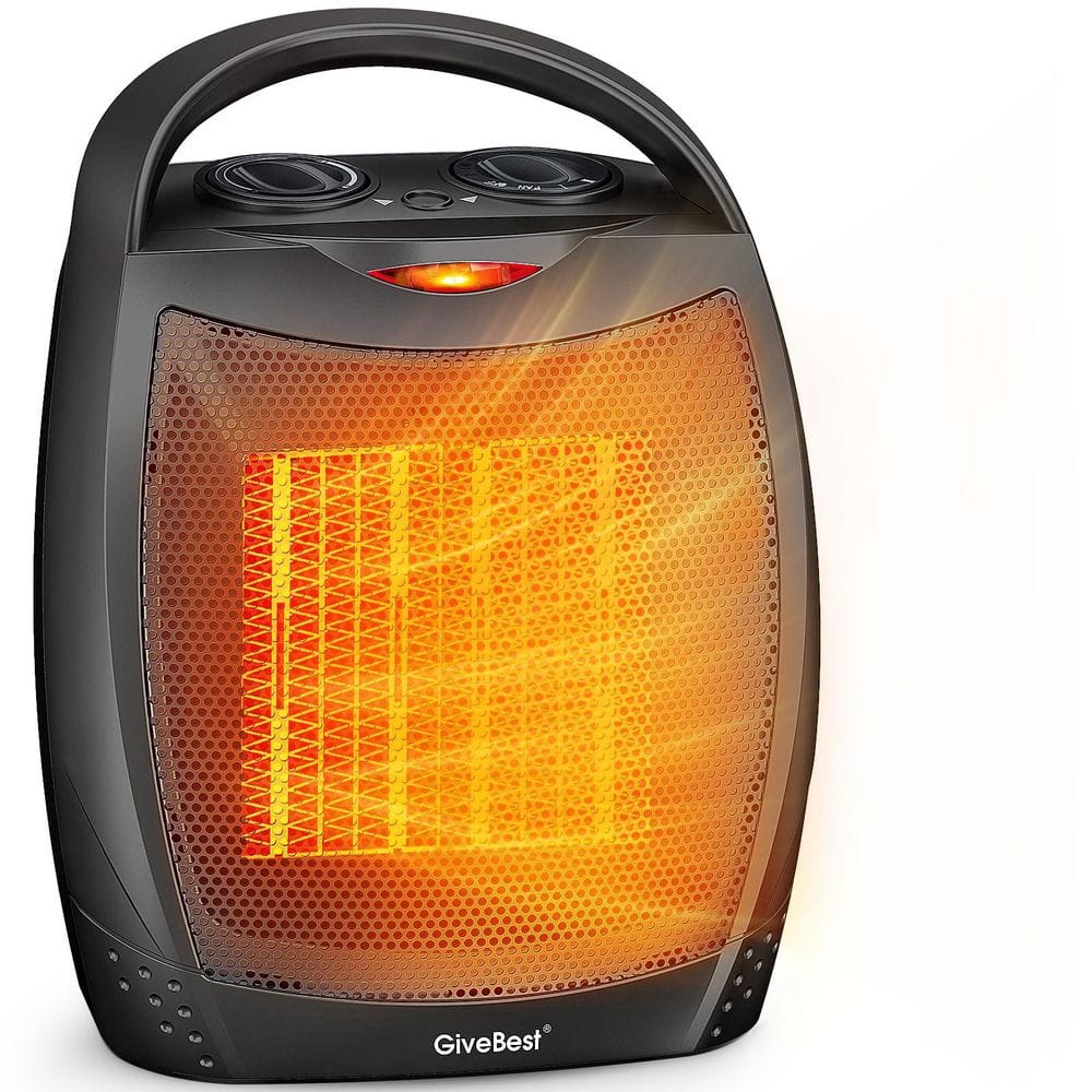 Black 1500W/750W Portable Electric Space Heater with Thermostat, Safe and Quiet Ceramic Heater Fan, 200 Square Feet price history on PriceWatchPro