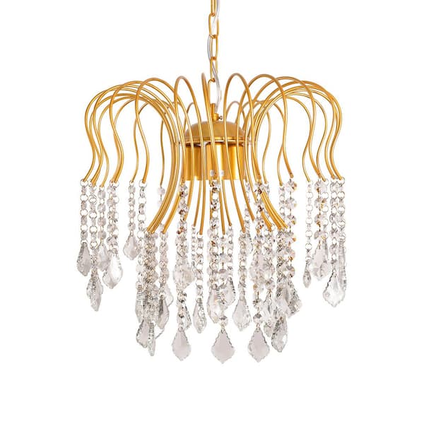 LamQee 3-Light Gold Crystal Chandelier Ceiling Fixture Light