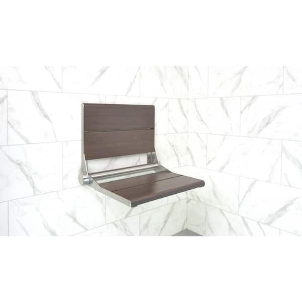 INVISIA SerenaSeat Pro 26 in. Folding Medium Bamboo Shower Seat, ADA compliant, Support Up to 500 lbs. in Brushed Steel