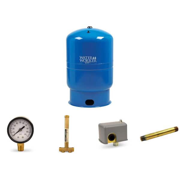 44 Gal. Well Tank, 100 PSI Gauge, 13 in. Brass Tee, 40/60 Pressure Switch and 1/4 in. x 4 in. Brass Nipple Fitting Combo