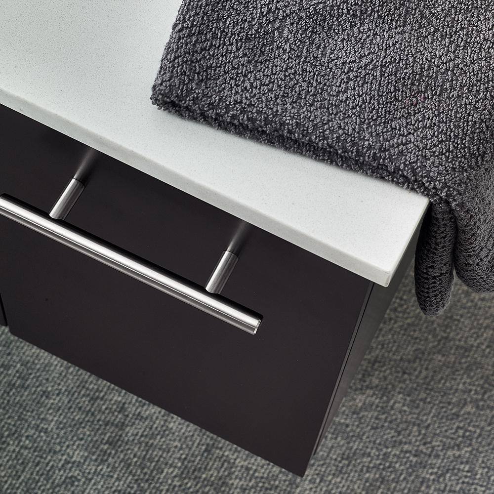 Espresso 48" Wall-Mount Double Sink Vanity with Quartz Top