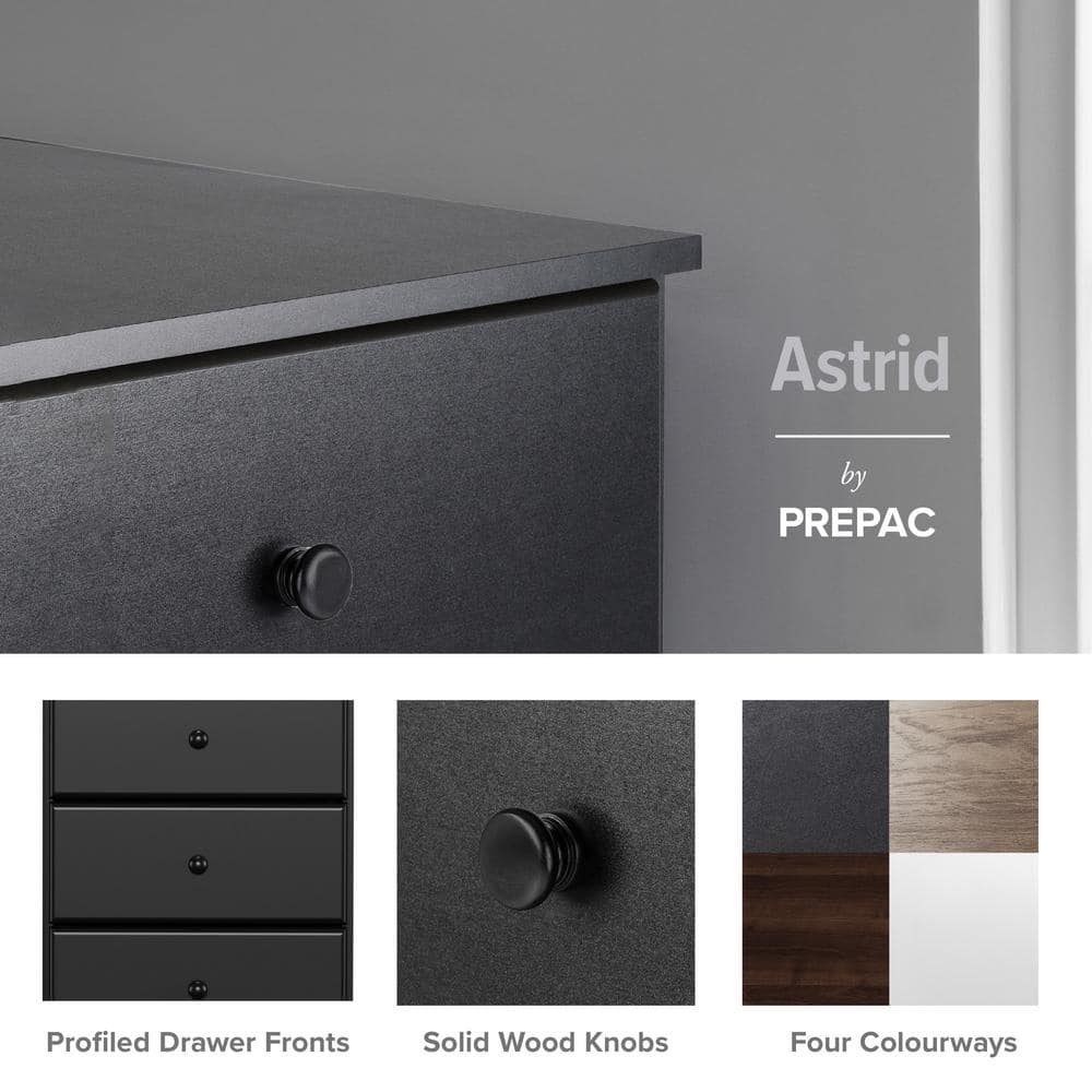 Astrid Sleek Black 4-Drawer Dresser with Solid Wood Knobs
