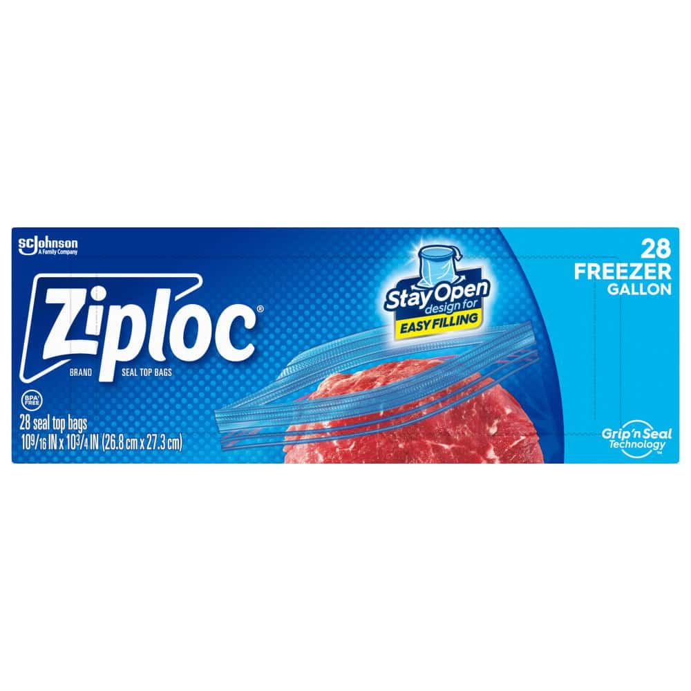 Ziploc 1 gal. Plastic Freezer Bags 28 Pack 00382 The Home Depot