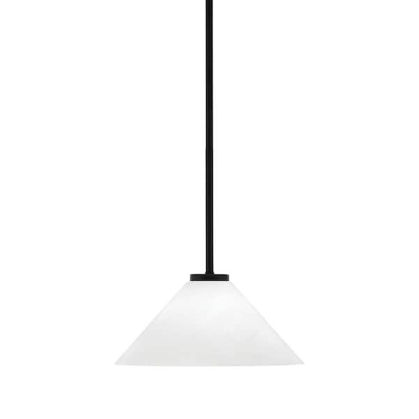 Unbranded Elonia 100-Watt 1 Light Matte Black Stem Mini Pendant Light with 6 in. Smoke Textured Glass Shade