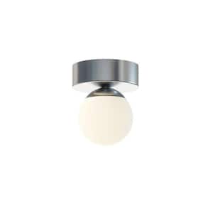 Pearl 4.33 in. 10-Watt Nickel Integrated LED Flush Mount with White Glass Shade