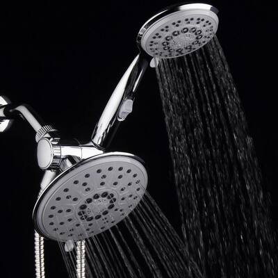 30-spray 6 in. Dual Shower Head and Handheld Shower Head with Body spray in Chrome