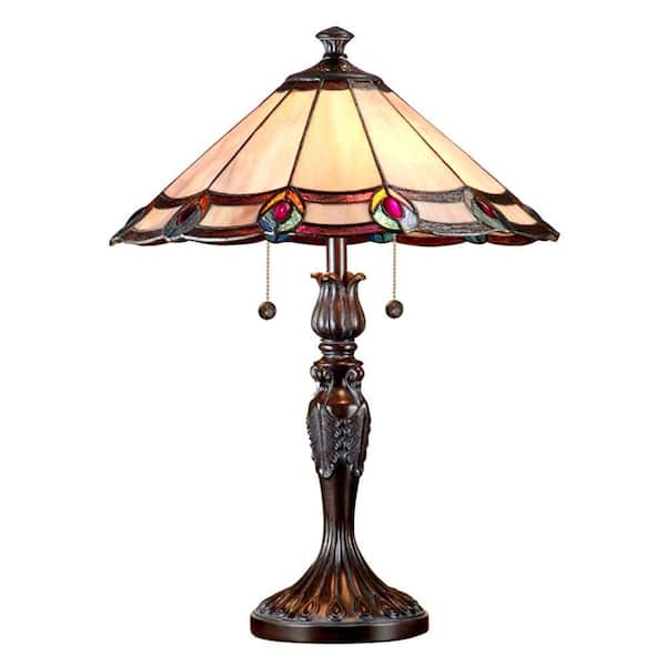 Dale Tiffany Aldridge 22 in. Antique Bronze Art Glass Table Lamp