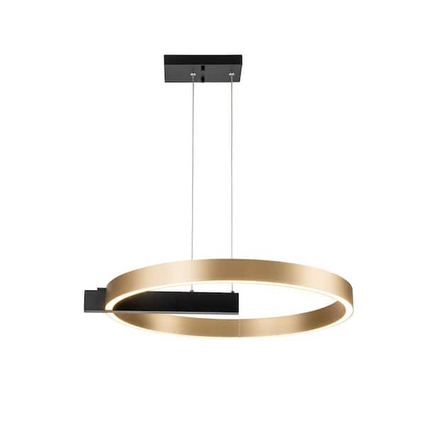 EDISLIVE Cadence 1-Light Integrated LED Gold and Black Round Shade ...