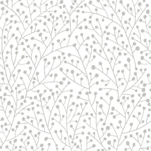 Cat Coquillette Berry Branches Brown Vinyl Peel and Stick Matte Wallpaper 30.75 sq. ft.
