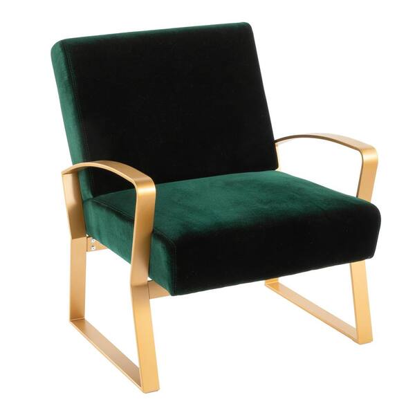 Lumisource Henley Gold and Green Velvet Lounge Chair