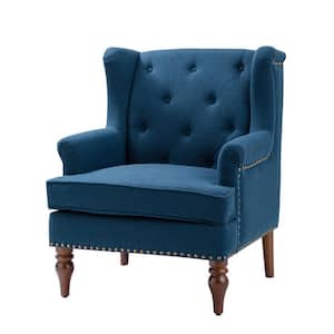 Cecília Navy Armchair with Solid Wood Legs