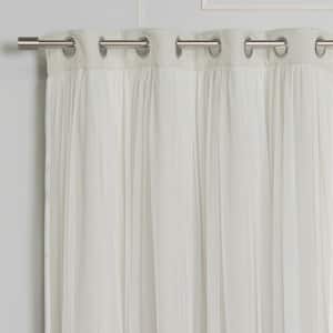 Ivory Lace Solid 52 in. W x 96 in. L Grommet Blackout Curtain (Set of 2)