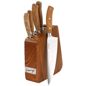 6-Piece Stainless Steel Cutlery and Wood Block Set
