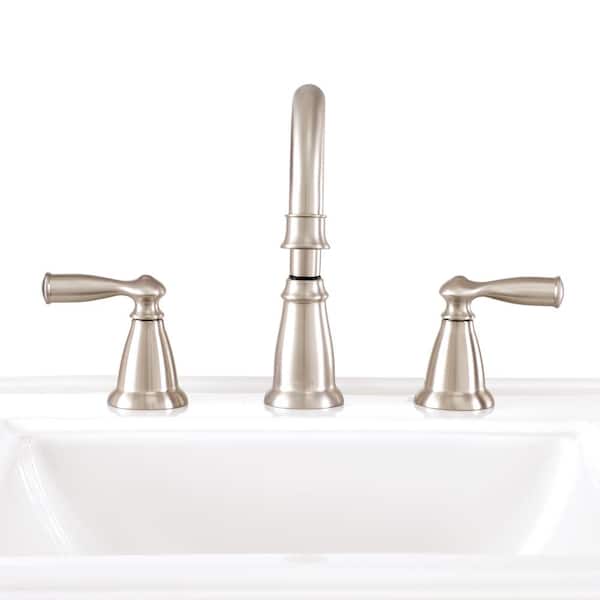Widespread 2-Handle High-Arc Bathroom Faucet in Brushed Nickel Banbury 8 in 