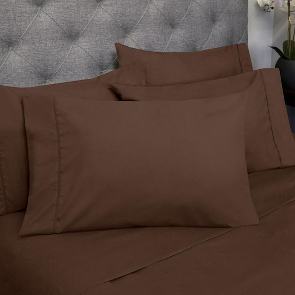Sweet Home Collection 1500 Supreme Series 7-Piece Brown Solid Color Microfiber Split King Sheet Set