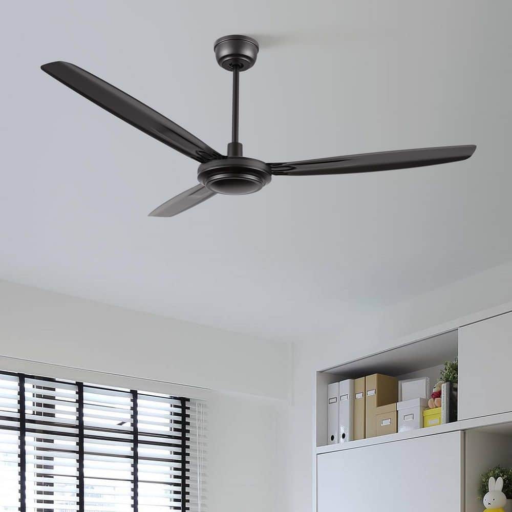 Kade II 56 in. Industrial-Style DC Motor Black Downrod Ceiling Fan without light, with Remote Control and Wall Control price history on PriceWatchPro
