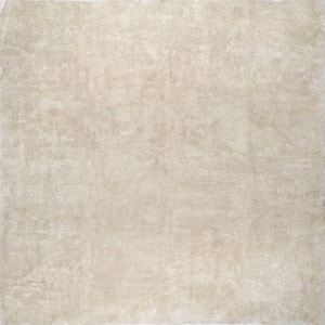 Loni Solid Machine Washable Shag Cream 8 ft. x 10 ft. Area Rug
