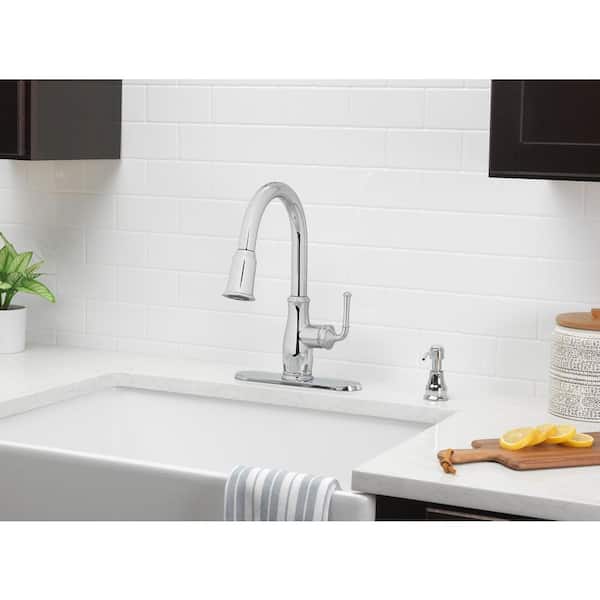 Kagan Chrome 15 in. H Pull Down Sprayer Kitchen Faucet with 360° Swivel Spout