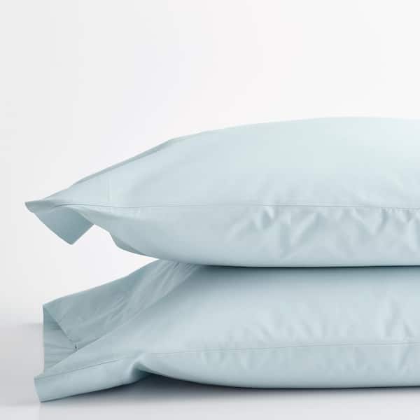 Company Cotton Pale Blue Solid 300-Thread Count Cotton Percale Standard Pillowcase (Set of 2)