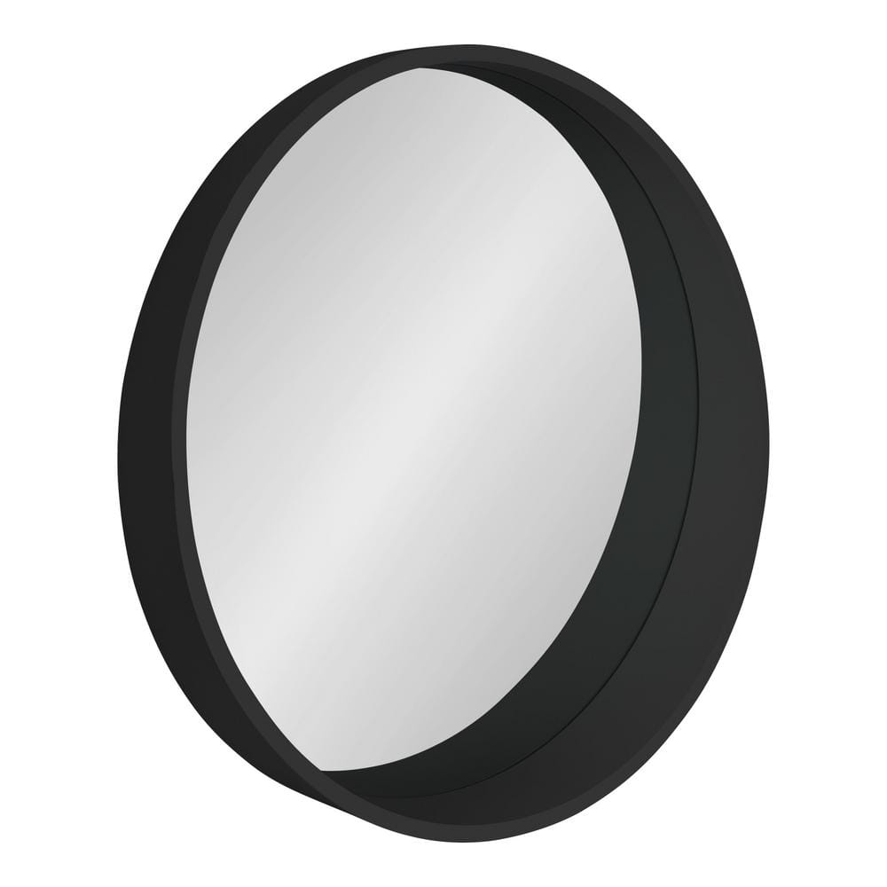 Kate and Laurel Wheeler Round Framed Wall Mirror  Black 24  Diameter