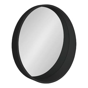 Wheeler 24 in. x 24 in. Classic Round Framed Black Wall Mirror