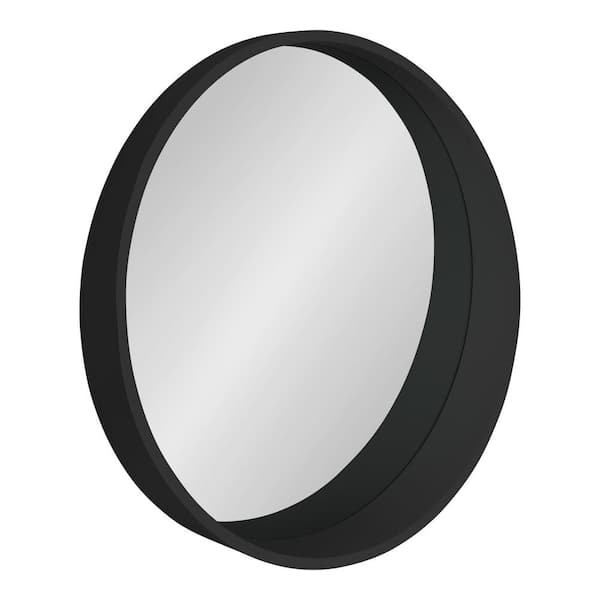 Kate and Laurel Wheeler 24 in. x 24 in. Classic Round Framed Black Wall Mirror