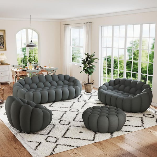 Magic Home 79 in. W Armless 2-Seater Bubble Couch Floor Sofa Mesh