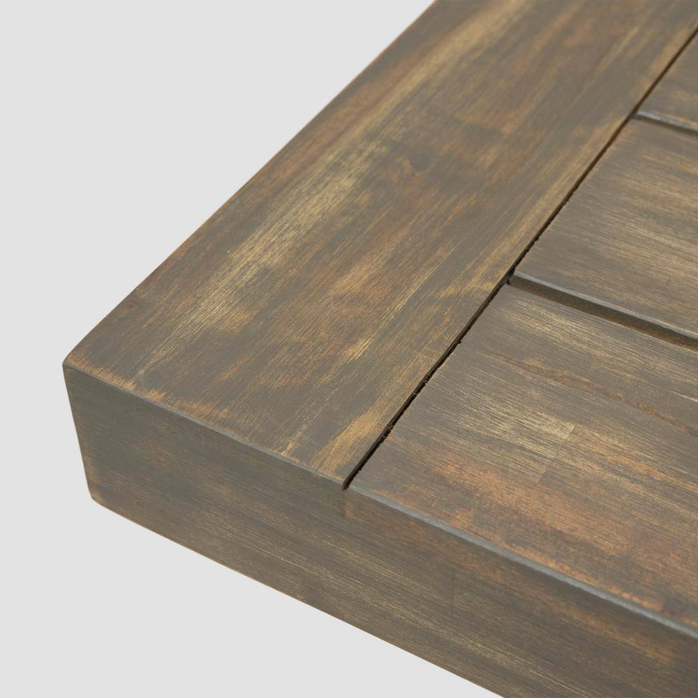 Black and Brown Acacia Wood Outdoor Bench