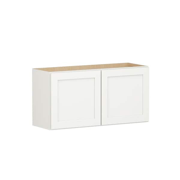 Shaker Full Overlay 36 in. W. x 12 in. D x 18 in. H Plywood Assembled Wall Kitchen Cabinet in Linen White