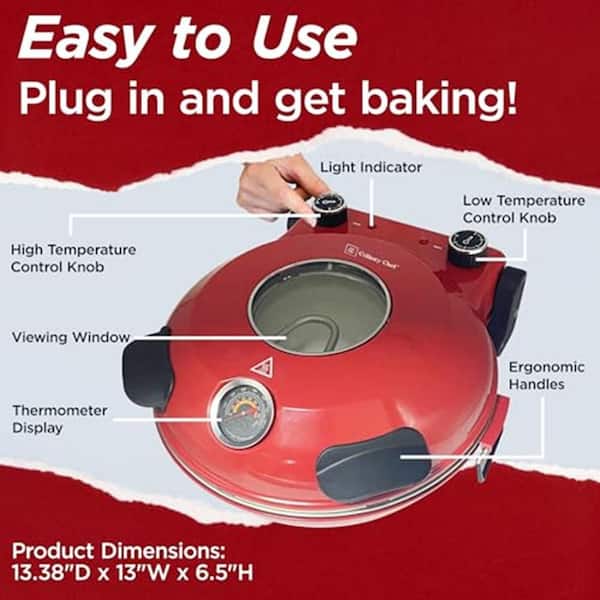 Electric Pizza Oven with Ceramic Stone, Adjustable Heat Control