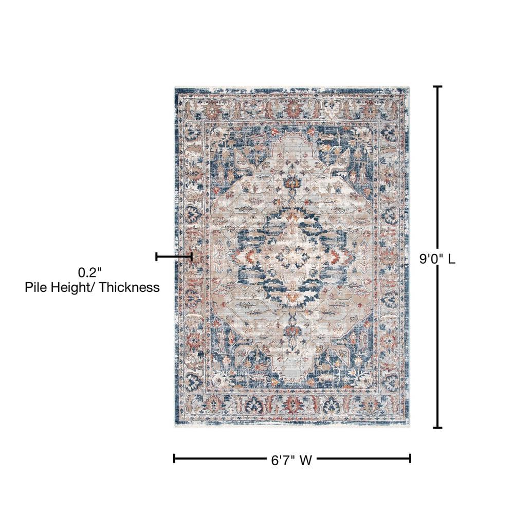 Gray Rectangular Stain-Resistant Synthetic Area Rug