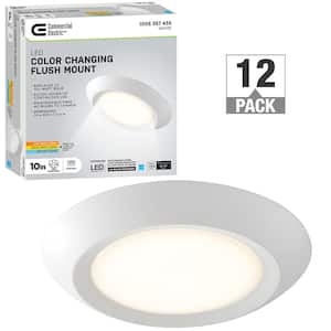10 in. 18-Watt Disk Light LED Flush Mount Ceiling Light J-Box Compatible 1500 Lumens Adjustable CCT Dimmable (12-Pack)