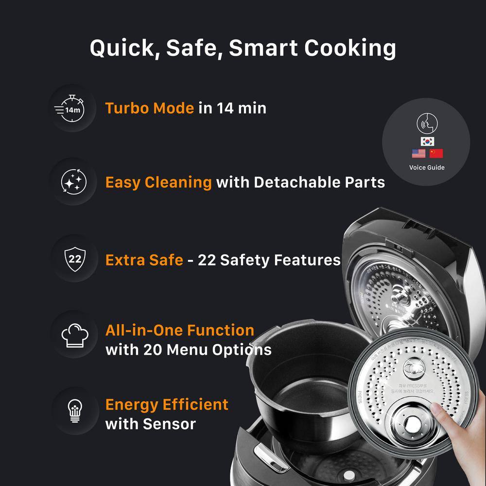 Copper and Black Induction Heating Pressure Rice Cooker with Nonstick Inner Pot