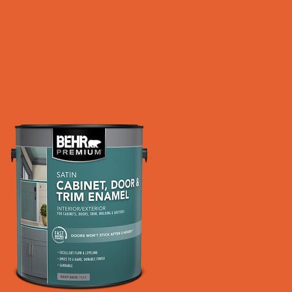 1 gal. #S-G-230 Startling Orange Satin Enamel Interior/Exterior Cabinet, Door & Trim Paint