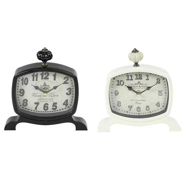 Litton Lane Black Metal Vintage Analog Tabletop Clock (Set of 2) 90758 ...