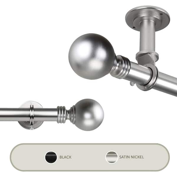 Rod Desyne Globe Ceiling 48 in. - 84 in., 1 in. Dia Single Curtain Rod/ Room Divider in Satin Nickel