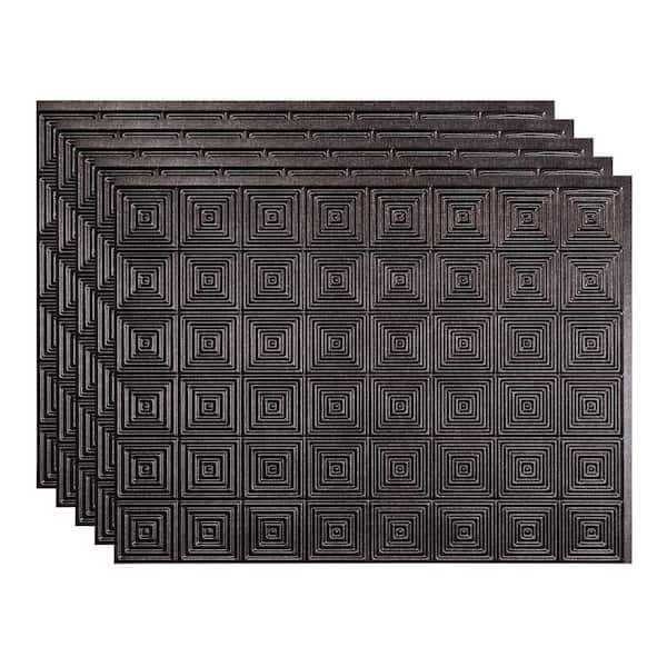 Fasade Miniquattro 18.25 in. x 24.25 in. Vinyl Backsplash Panel in Smoked Pewter (5-Pack)