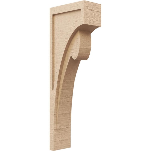 Ekena Millwork 6-in. x 12-in. x 36-in. Series 2 Thin Viola Rough Cedar Woodgrain Timberthane Polyurethane Corbel, Primed Tan
