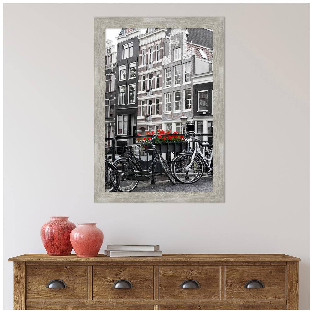 Dove Greywash Narrow Rustic Wood Wall Picture Frame
