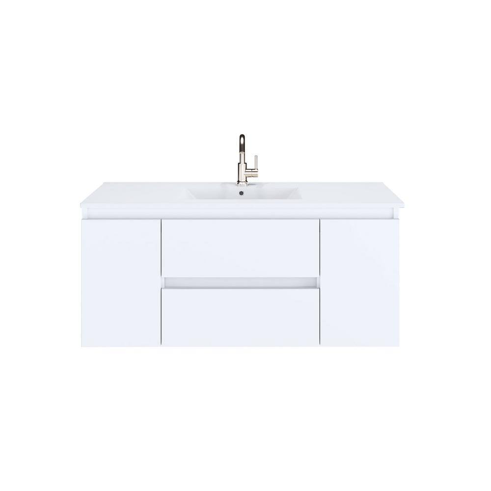 Salt 48" White Wall-Mounted Double Vanity with Acrylic Top