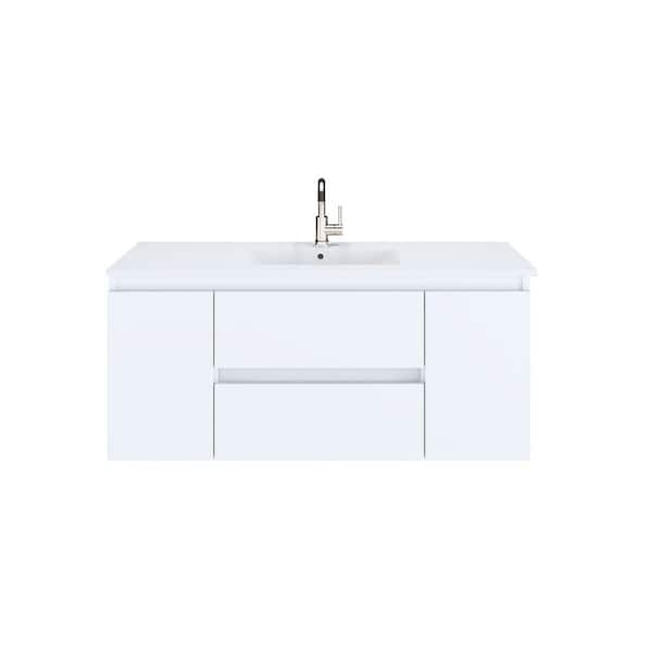 VOLPA USA AMERICAN CRAFTED VANITIES Salt 48 in. W x 20 in. D Bath Vanity in White with Acrylic Vanity Top in White with White Basin