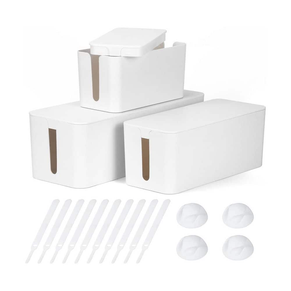 3 Size Cable Management Box Set Power Strip Cover Organizer Cord Hider Box White for Desk TV Wires 3 Pack price history on PriceWatchPro