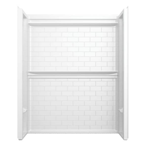 Classic 500 Tile 60 in W 73.13 in H 32 in D Four piece Direct-to-stud Alcove Shower Wall Surround in High Gloss White