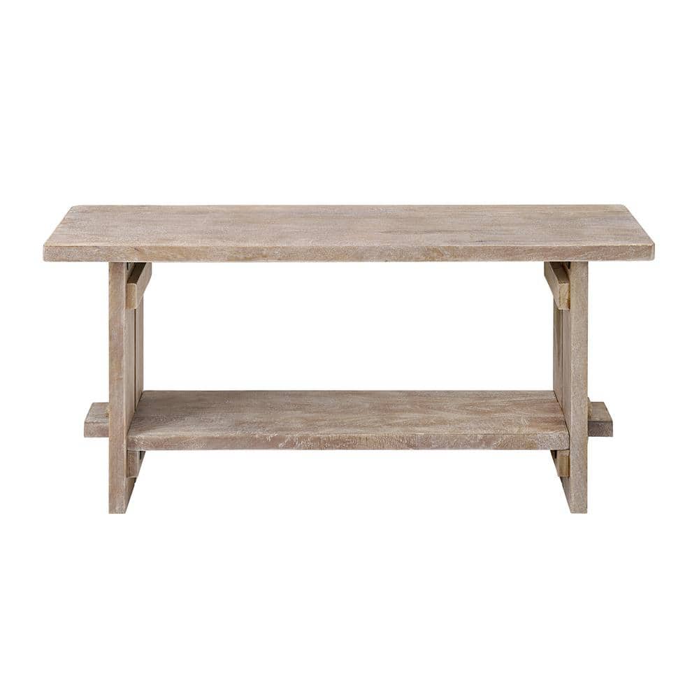 40" Driftwood Mango Wood Storage Bench