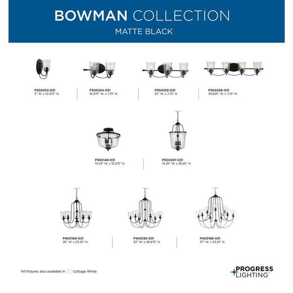 Progress Lighting Bowman 5-Light Matte Black Coastal Chandelier