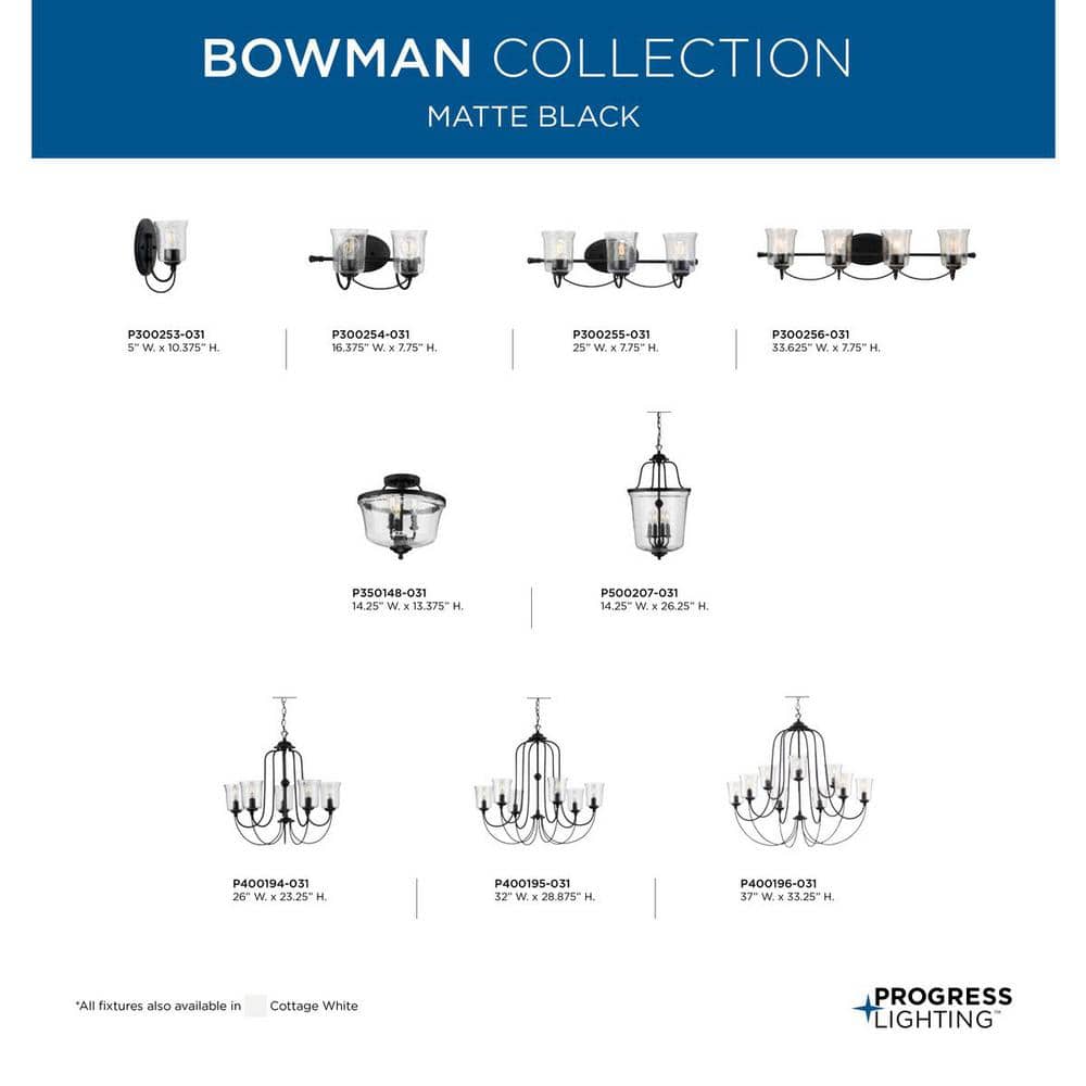 Bowman Matte Black 4-Light Pendant with Clear Glass Shade