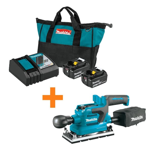 18V LXT Lithium-Ion 4.0 Ah Battery and Rapid Charger Starter Pack with bonus 18V LX Brushless 1/3 Sheet Finishing Sander