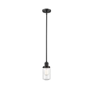 Dover 1-Light Oil Rubbed Bronze Drum Pendant Light with Seedy Glass Shade