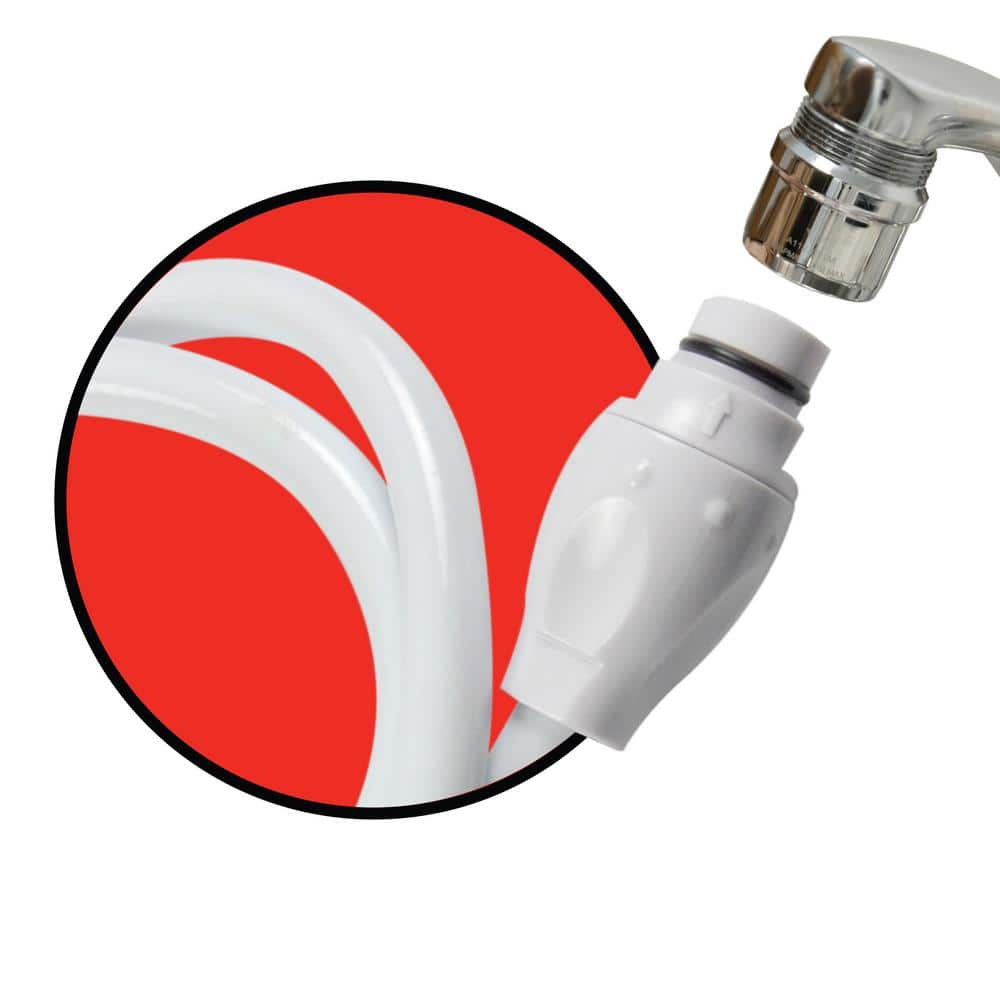 White Plastic Handheld Kitchen Faucet Sprayer with 3-ft Hose
