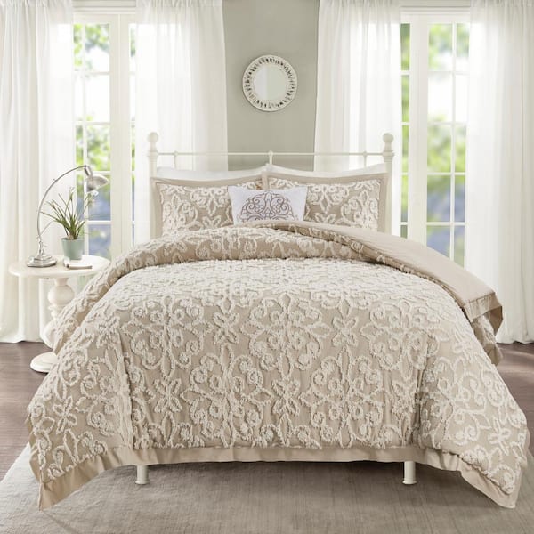 Madison Park Sarah 4-Piece Taupe King/Cal King Tufted Cotton Comforter set